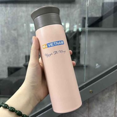 Bình Giữ Nhiệt Thân Thẳng Nắp Nhựa In Logo Theo Yêu Cầu