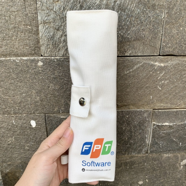 Bộ muỗng nĩa ống hút inox kèm túi vải gấp gọn in logo theo yêu cầu