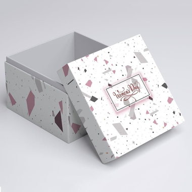 Hộp quà cao cấp họa tiết hoa nổi 3D – nắp rời, in logo theo yêu cầu