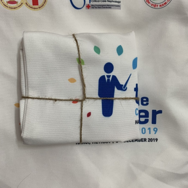 Túi vải canvas trắng quai ngắn in logo theo yêu cầu