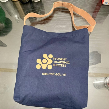 Túi vải canvas xanh đeo chéo in logo theo yêu cầu