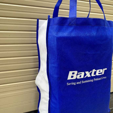 Túi vải không dệt màu xanh in logo theo yêu cầu