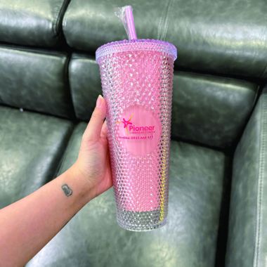 Ly Nhựa Kim Cương Đính Nhiều Màu Có Nắp Và Ống Hút – In Logo Theo Yêu Cầu