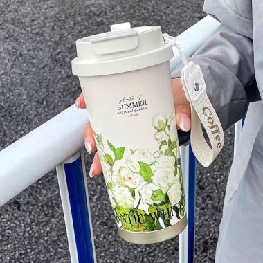 Bình Giữ Nhiệt Họa Tiết Hoa In Logo Theo Yêu Cầu – Sang Trọng, Giá Tốt