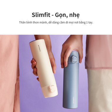 Bình Giữ Nhiệt Slim Fit Lock&Lock 400ml (LHC3270) – One-Touch Khóa Kép, In Logo Theo Yêu Cầu