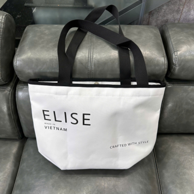 Túi Tote Vải Canvas Quai Đen In Logo Theo Yêu Cầu