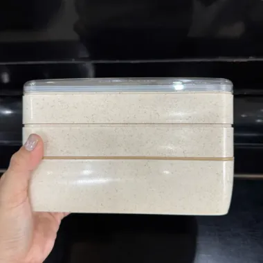 Hộp Cơm Lúa Mạch 2 Ngăn In Logo – Lunch Box Kèm Muỗng Nĩa