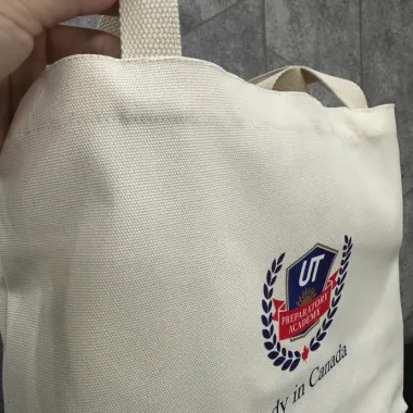 Túi Vải Canvas Dây Đai UT Preparatory Academy In Logo Chuyển Nhiệt Theo Yêu Cầu