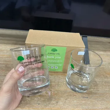 Bộ Ly Thủy Tinh Cathay Life Kèm Hộp In Logo Theo Yêu Cầu – Quà Tặng Doanh Nghiệp