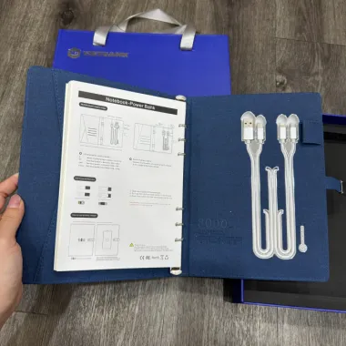 Bộ Quà Doanh Nghiệp Cao Cấp Sổ Sạc Kèm Bút Kim Loại Kèm Hộp Quà In Logo Theo Yêu Cầu