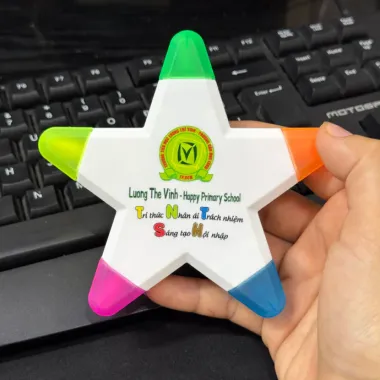 Bút Dạ Quang Hình Ngôi Sao 5 Màu In Logo Theo Yêu Cầu