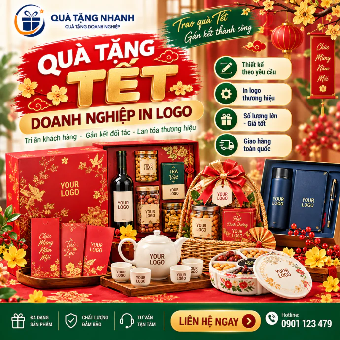 Quà Tặng Tết Doanh Nghiệp In Logo Theo Yêu Cầu – Hộp Quà, Giỏ Quà, Bao Lì Xì & Giftset Cao Cấp