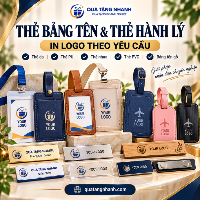 Quà Tặng Thẻ Bảng Tên, Thẻ Hành Lý In Logo Theo Yêu Cầu – Thẻ Da, PU, Nhựa PVC & Bảng Tên Gỗ
