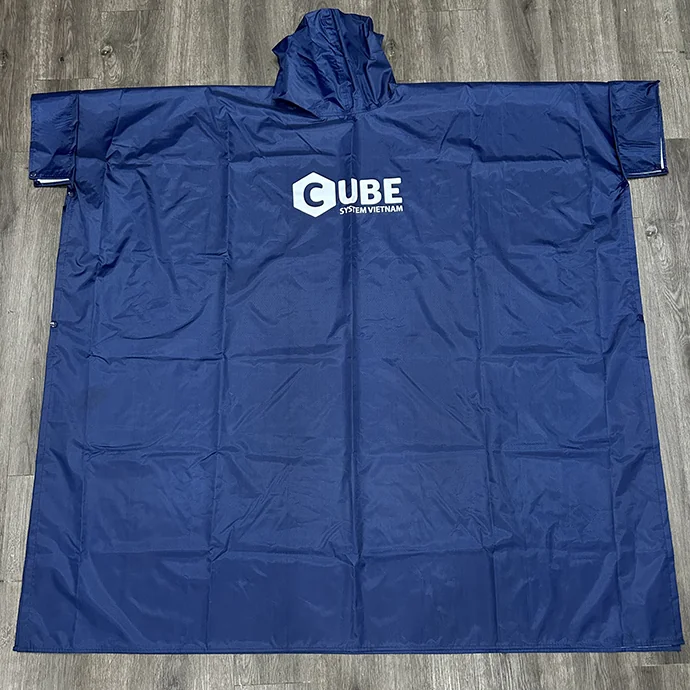 Áo Mưa Doanh Nghiệp Màu Xanh Navy In Logo CUBE – Quà Tặng Nhân Viên, Khách Hàng Cao Cấp