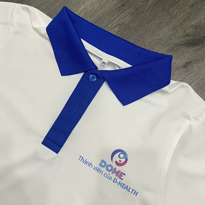 Áo Thun Đồng Phục DOME Phối Viền Xanh Dương - In & Thêu Logo Theo Yêu Cầu