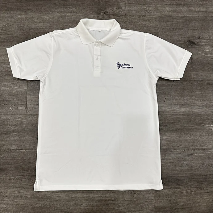 Áo Thun Trắng Đồng Phục Liberty - Áo Thun Có Cổ In & Thêu Logo Theo Yêu Cầu