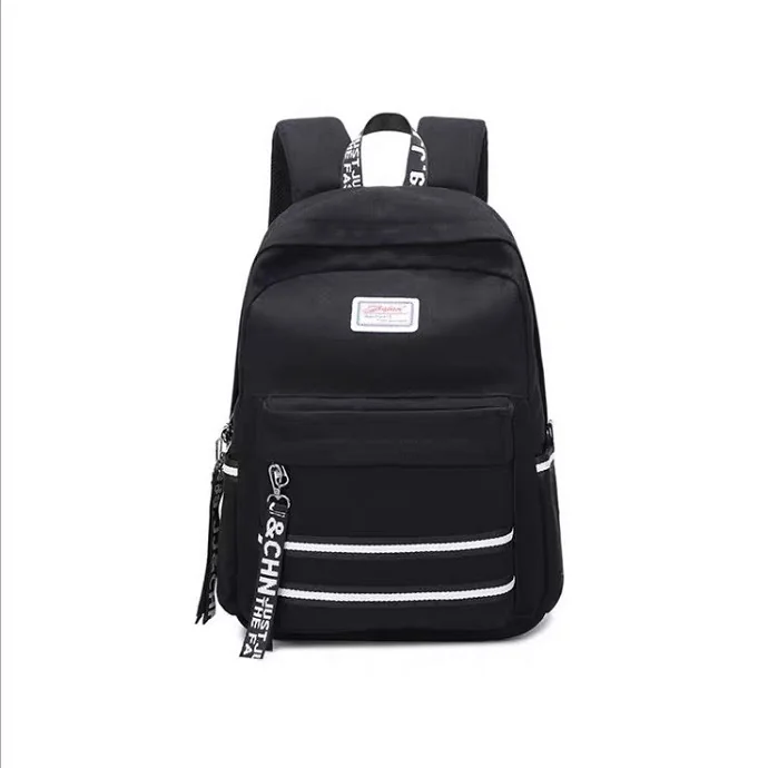 Balo Vải Dù Đen Thời Trang – Balo Đi Học Đi Làm Nhiều Ngăn, Dây Trang Trí Cá Tính