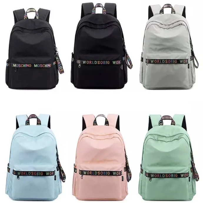 Balo Thời Trang Dây Đai Chữ – Balo Đi Học Nhiều Màu Pastel & Basic