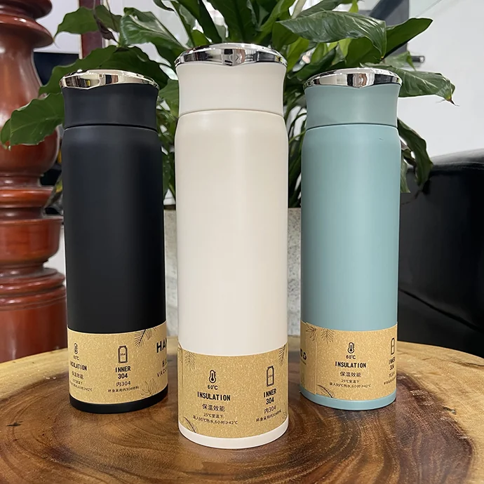 BÌNH GIỮ NHIỆT VIỀN THÉP 500ML IN LOGO THEO YÊU CẦU – INOX 304 SƠN PHỦ BÓNG