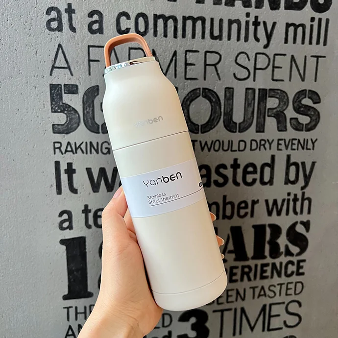 Bình Giữ Nhiệt Inox 500ml Sơn Tĩnh Điện Trắng Nhám