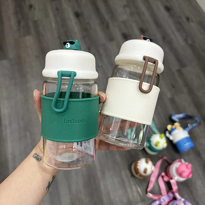 Bình Nước Thuỷ Tinh 450ml Cho Bé – Thuỷ Tinh Trong Suốt An Toàn Sức Khỏe