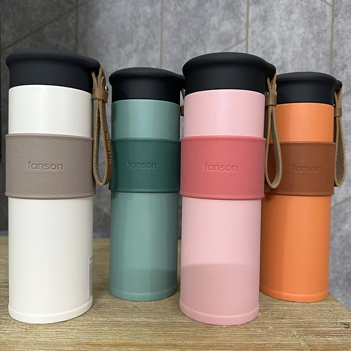 Bình Giữ Nhiệt 600ml Có Bọc Da Cao Cấp – In Logo Theo Yêu Cầu