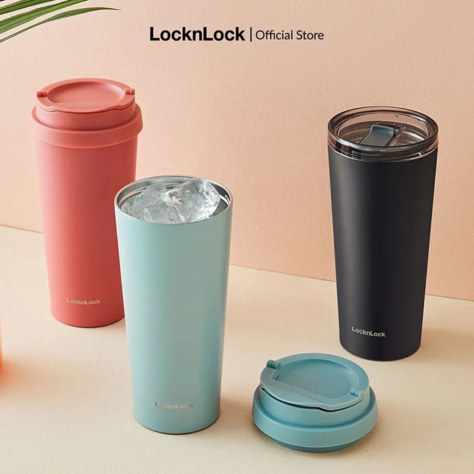 Ly Giữ Nhiệt Lock&Lock New Clip Tumbler 540ml (LHC4279) – Có 2 Nắp Thay Thế, In Logo Theo Yêu Cầu