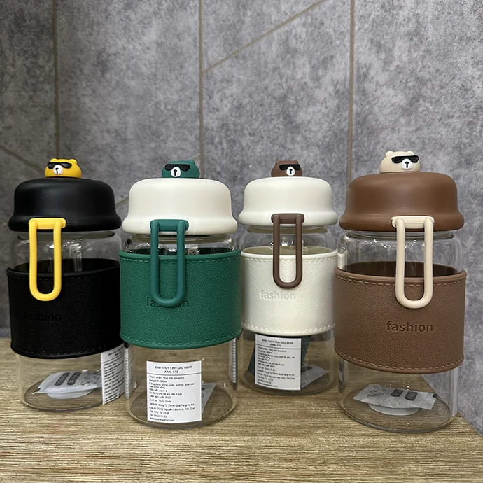 Bình Nước Nhựa Trong Suốt Dễ Thương – Thiết Kế Thời Trang, Nhiều Màu Sắc