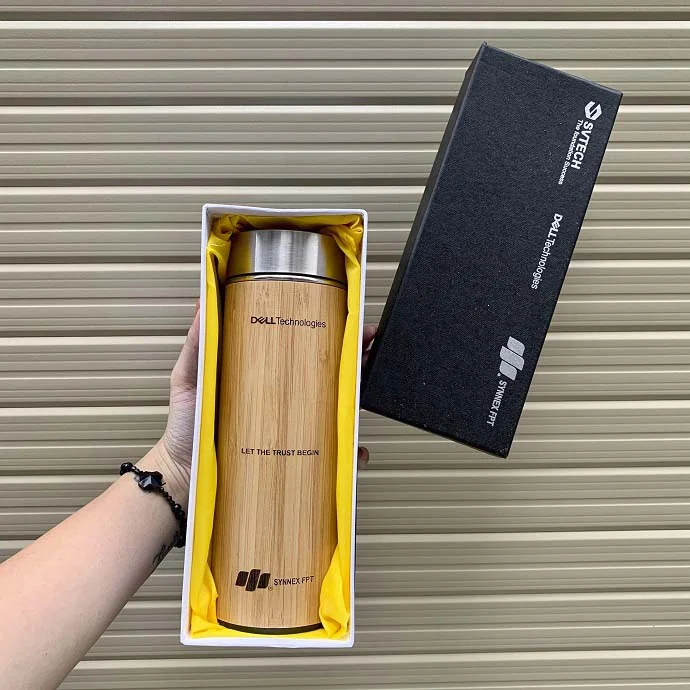 Bình Giữ Nhiệt Vỏ Tre In Logo Dell Technologies – Synnex FPT | Quà Tặng Doanh Nghiệp Cao Cấp