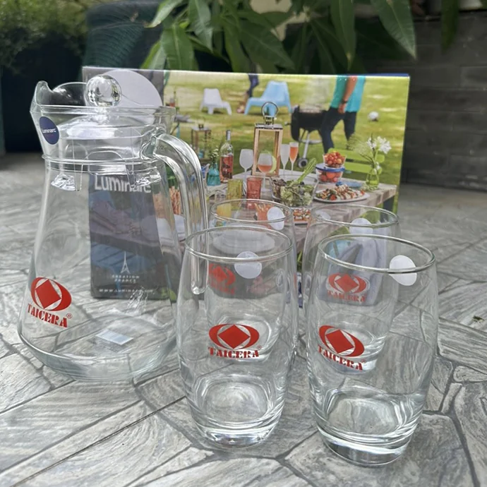 Bộ Bình Thủy Tinh 1.7L Kèm 4 Ly – In Logo Theo Yêu Cầu Doanh Nghiệp