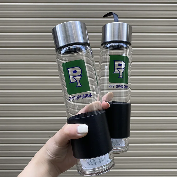 Bình Thủy Tinh 450ml In Logo Theo Yêu Cầu – Nắp Inox Cao Cấp