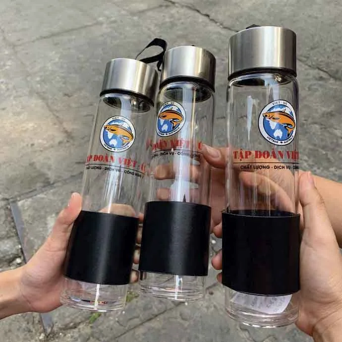 Chai Thủy Tinh Quà Tặng Doanh Nghiệp – Chai Nắp Inox Cao Cấp 450ml