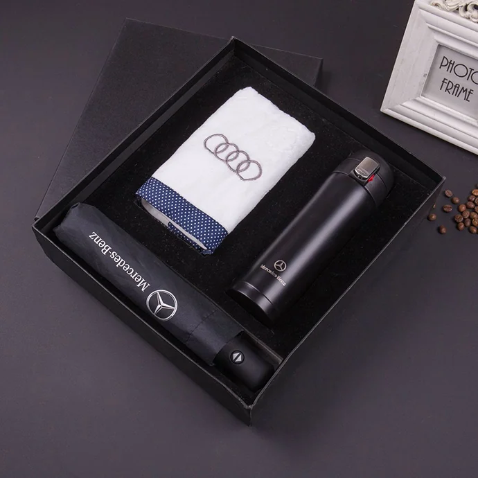 Bộ Quà Tặng Giftset Doanh Nghiệp In Logo – Khăn Tay, Dù, Bình Giữ Nhiệt Inox 304 Cao Cấp