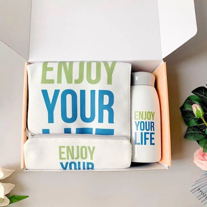 Bộ Quà Tặng Doanh Nghiệp In Logo – Giftset Bình Giữ Nhiệt & Túi Canvas Cao Cấp