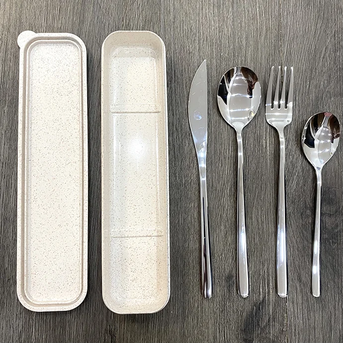 Bộ Muỗng Nĩa Dao Inox Kèm Hộp Đựng – Thiết Kế Hiện Đại, An Toàn, In/Khắc Logo Theo Yêu Cầu