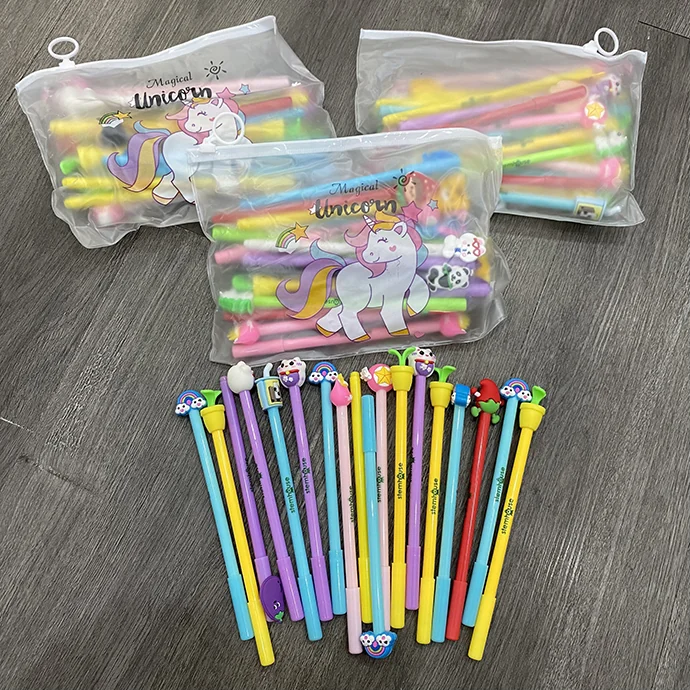 BỘ BÚT BI HOẠT HÌNH UNICORN NHIỀU MÀU IN LOGO THEO YÊU CẦU