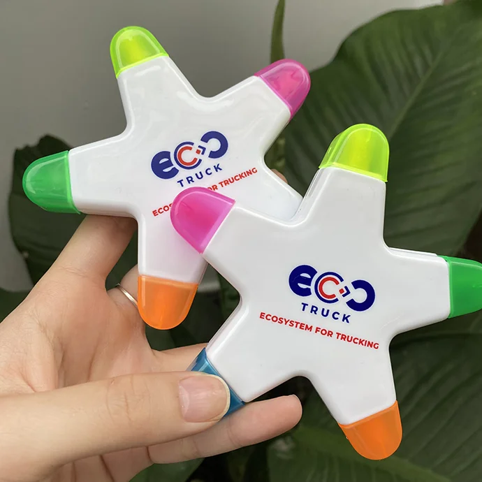 Bút Dạ Quang 5 Màu Hình Ngôi Sao In Logo Theo Yêu Cầu