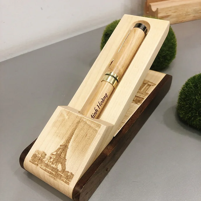 HỘP BÚT GỖ KHẮC TÊN LÀM QUÀ TẶNG Ý NGHĨA – KHẮC LOGO THEO YÊU CẦU