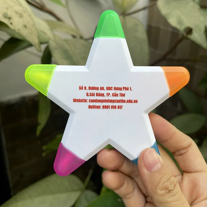 Bút Dạ Quang In Logo Theo Yêu Cầu – Bút Highlight 5 Màu Hình Ngôi Sao