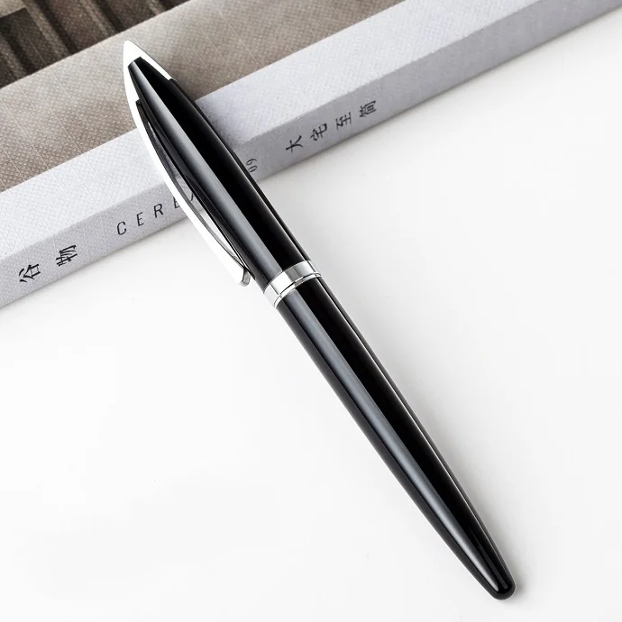 Bút Ký Kim Loại Đen Cài Bạc In Logo - Quà Tặng Cao Cấp