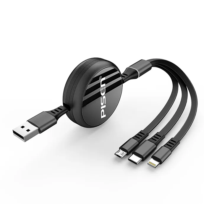 Cáp Sạc PISEN 3 Trong 1 USB 6A In Logo Theo Yêu Cầu Doanh Nghiệp – Quà Tặng Công Nghệ