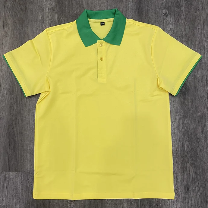 Áo Thun Đồng Phục Vàng Phối Viền Xanh - In Logo Theo Yêu Cầu