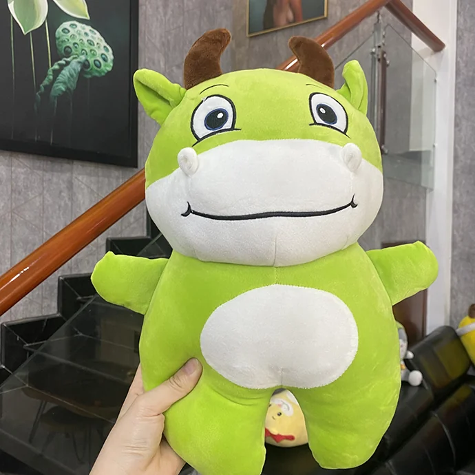 Thú Bông Khủng Long Xanh Lá 50cm – Gấu Bông Nhồi Bông Mềm Mịn Ôm Ngủ, Gối Đầu, Tựa Lưng