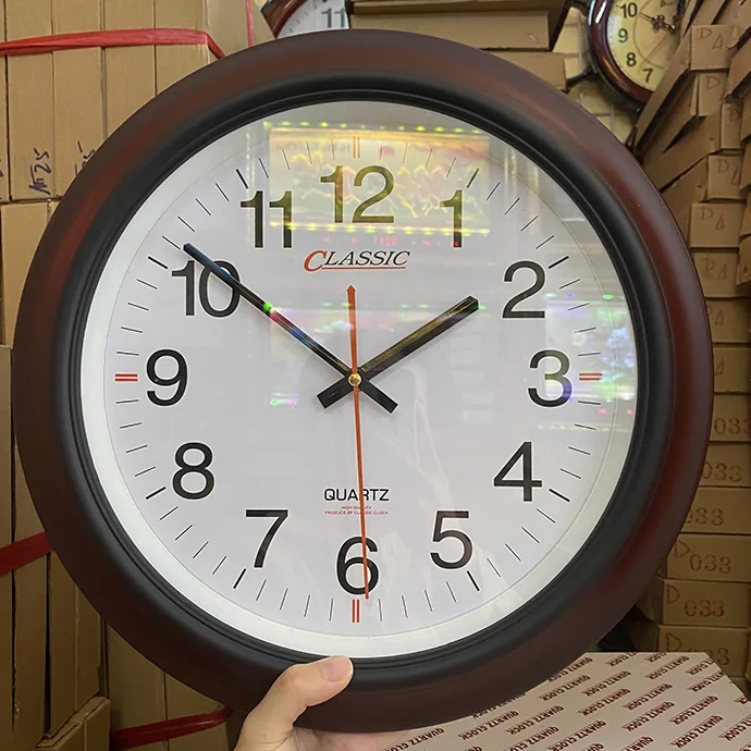 ĐH01-Đồng Hồ Treo Tường Viền Nhựa Giả Gỗ - In Logo Theo Yêu Cầu | Quà Tặng Nhanh