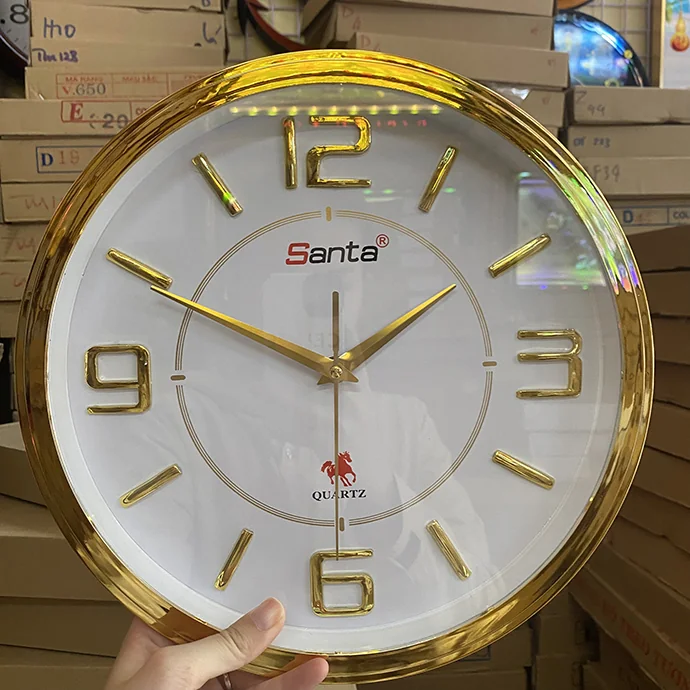 Đồng Hồ Treo Tường Viền Vàng - In Logo Theo Yêu Cầu, Sang Trọng, Giá Tốt
