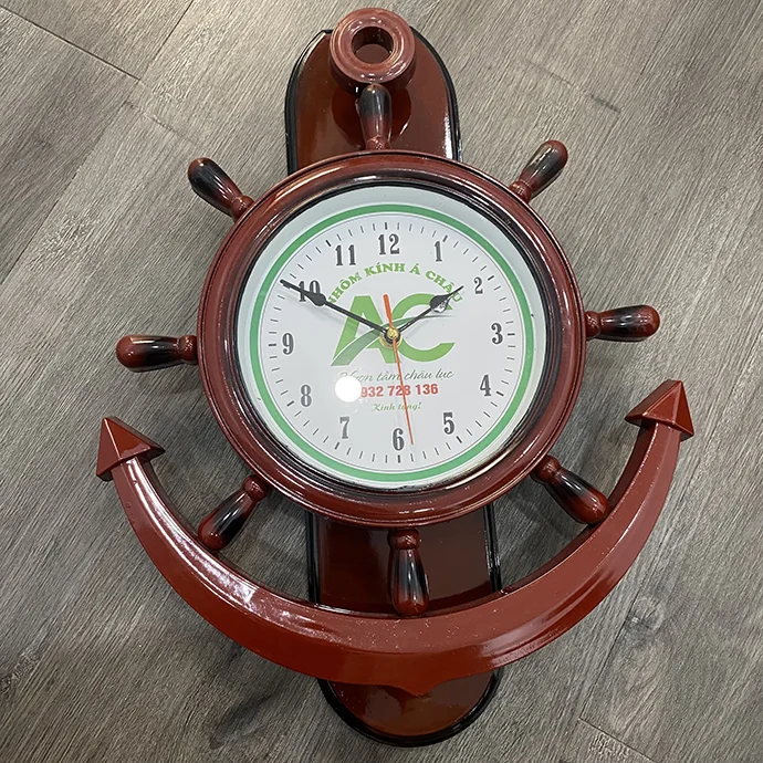 Đồng Hồ Nhựa Giả Gỗ Đẹp - In Logo Nhôm Kính Á Châu, Giá Tốt