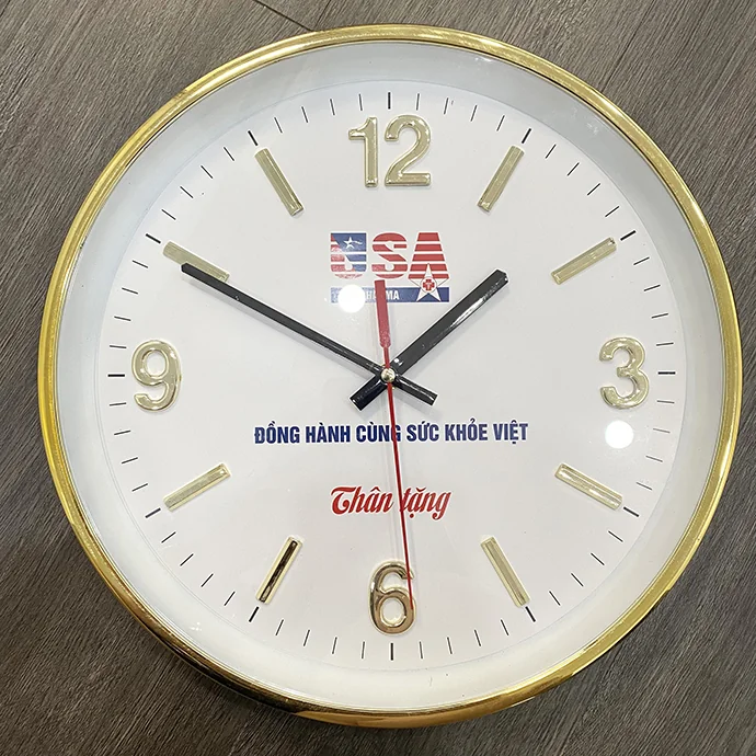 Đồng Hồ Treo Tường Trắng Viền Vàng Đồng - Sang Trọng, Giá Tốt