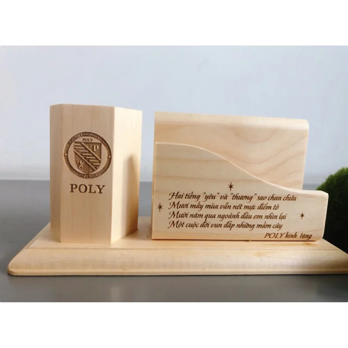 Khay Đựng Bút Gỗ Tre Khắc Tên & Logo Theo Yêu Cầu – Quà Tặng Doanh Nghiệp