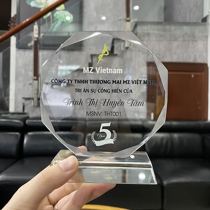 Kỷ Niệm Chương Pha Lê Khắc Logo Theo Yêu Cầu – Biểu Trưng Vinh Danh Cao Cấp