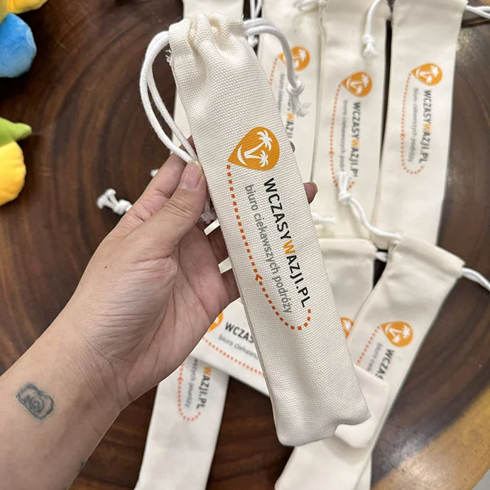 Túi Vải Canvas Đựng Bộ Ống Hút - Túi Canvas Mini Đựng Ống Hút - In Logo Theo Yêu Cầu